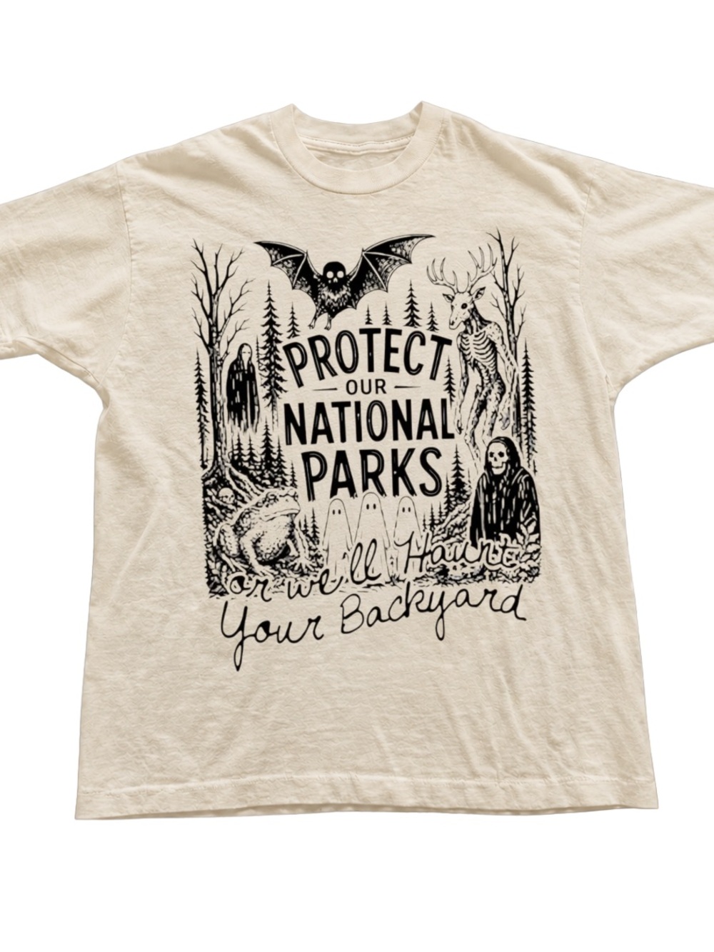 Gildan Off White Short Sleeve Tee with Black National Parks Graphic